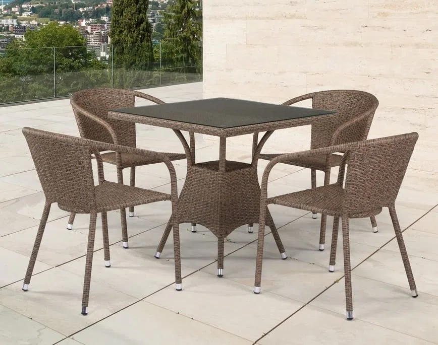 Комплект плетеной мебели T197BT/Y137C-W56 Light brown (4+1)
