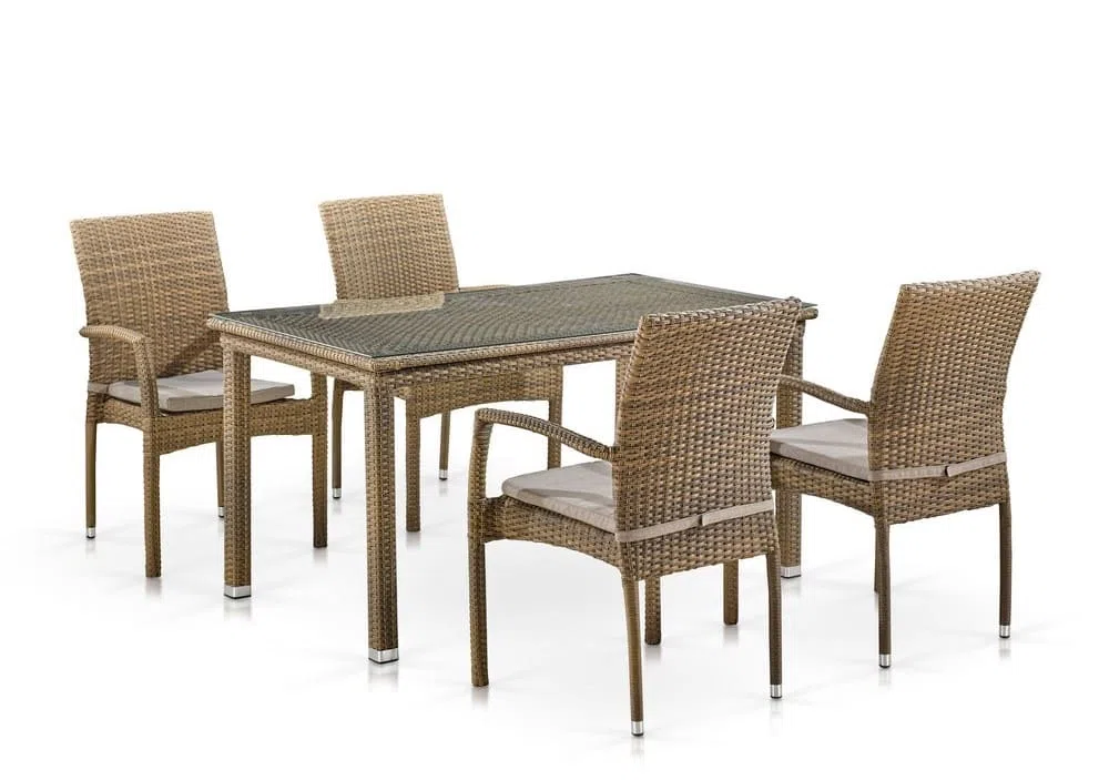 Комплект плетеной мебели T256B/Y379B-W65 Light Brown (4+1)