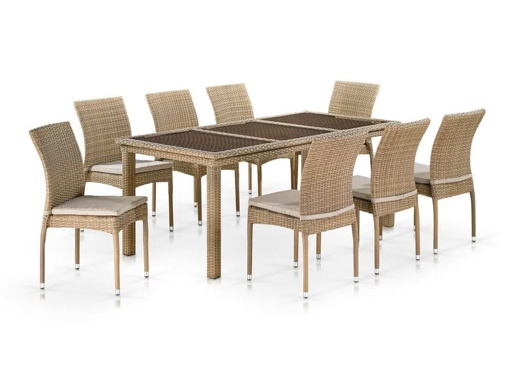 Комплект плетеной мебели T365/Y380B-W65 Light Brown (8+1)
