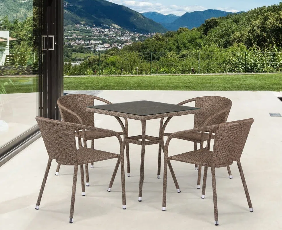 Комплект плетеной мебели T282BNT/Y137C-W56 Light Brown 4Pcs