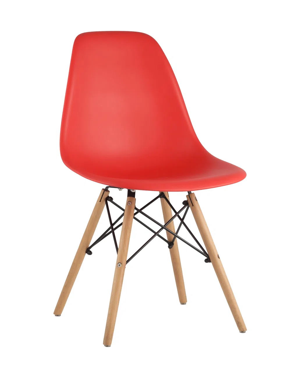 Стул Eames DSW красный с ножками из дерева