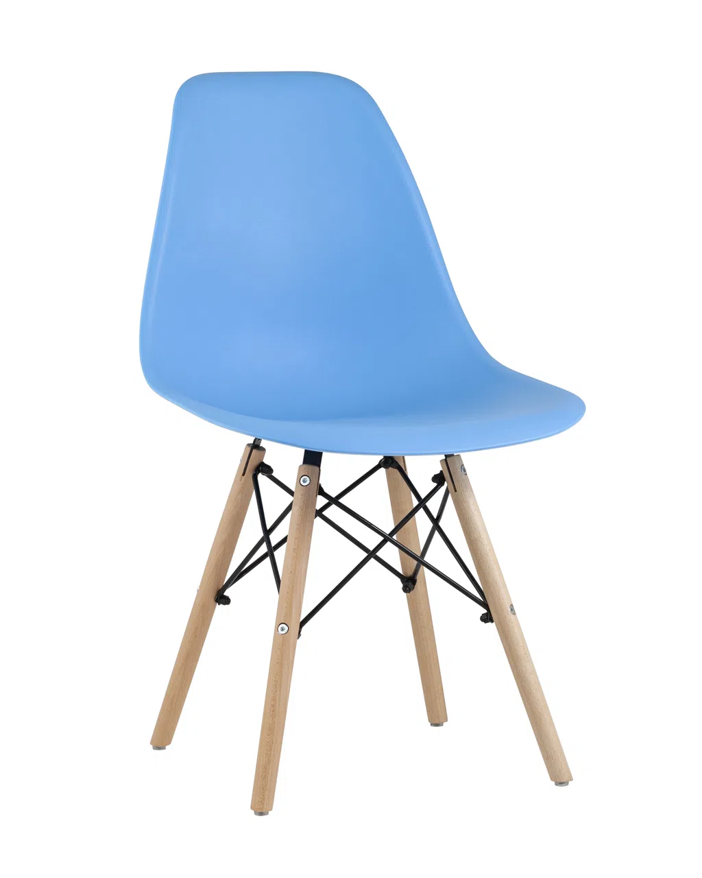 Стул Eames DSW голубой с ножками из дерева