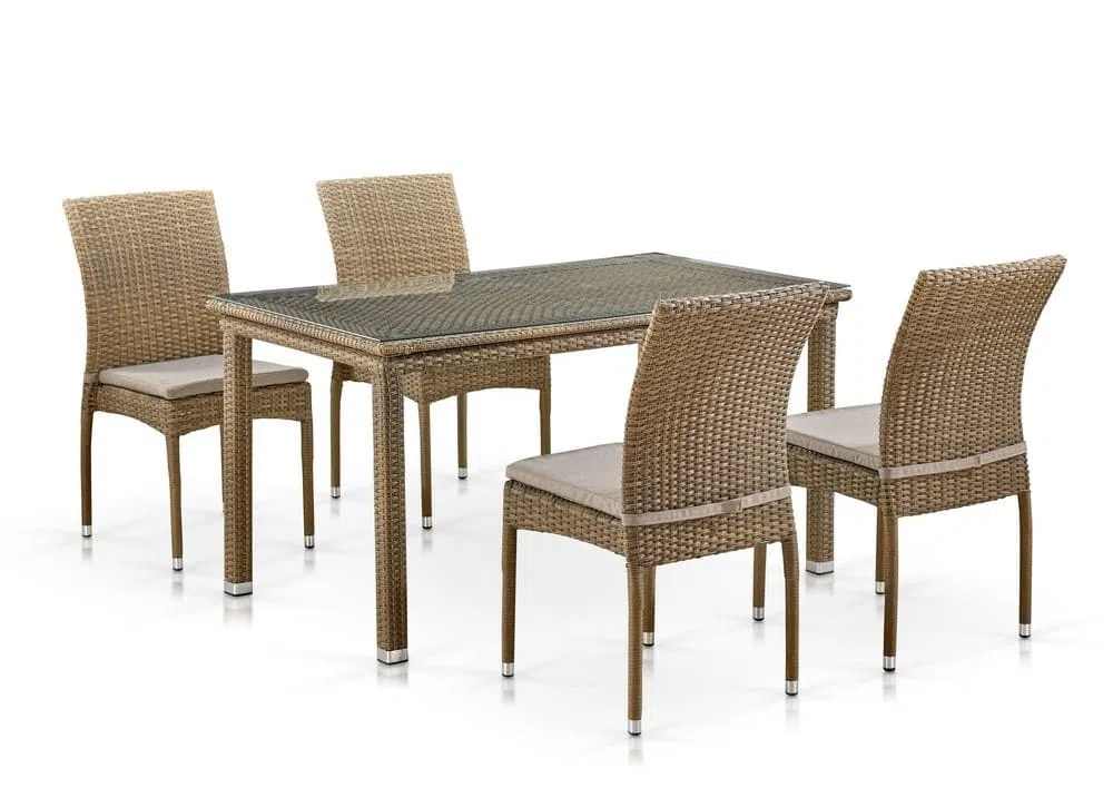 Комплект плетеной мебели T256B/Y380B-W65 Light Brown (4+1)