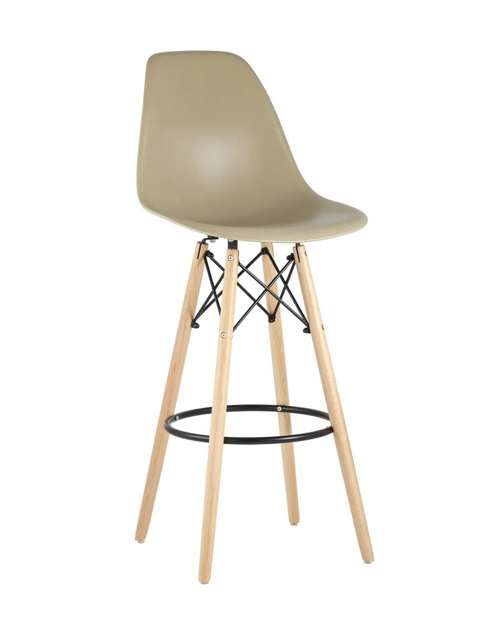 Стул Eames DSW барный бежевый на деревянных ножках
