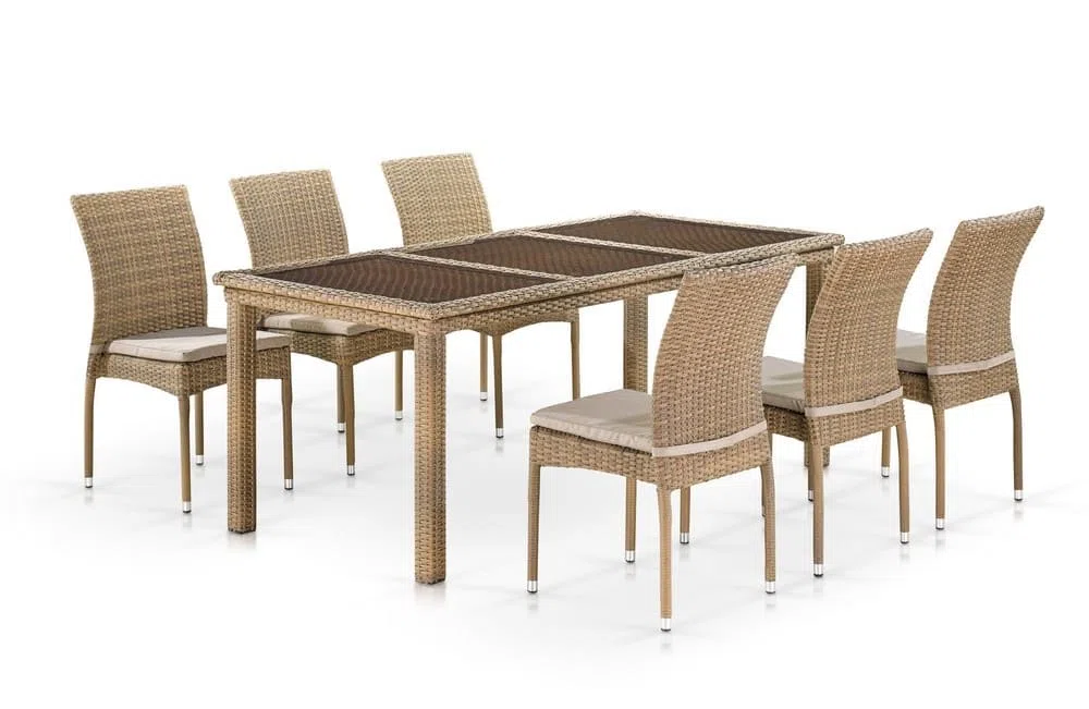 Комплект плетеной мебели T365/Y380B-W65 Light Brown (6+1)