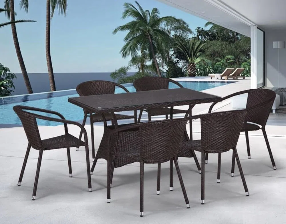 Комплект плетеной мебели T198D/Y137C-W53 Brown 6Pcs
