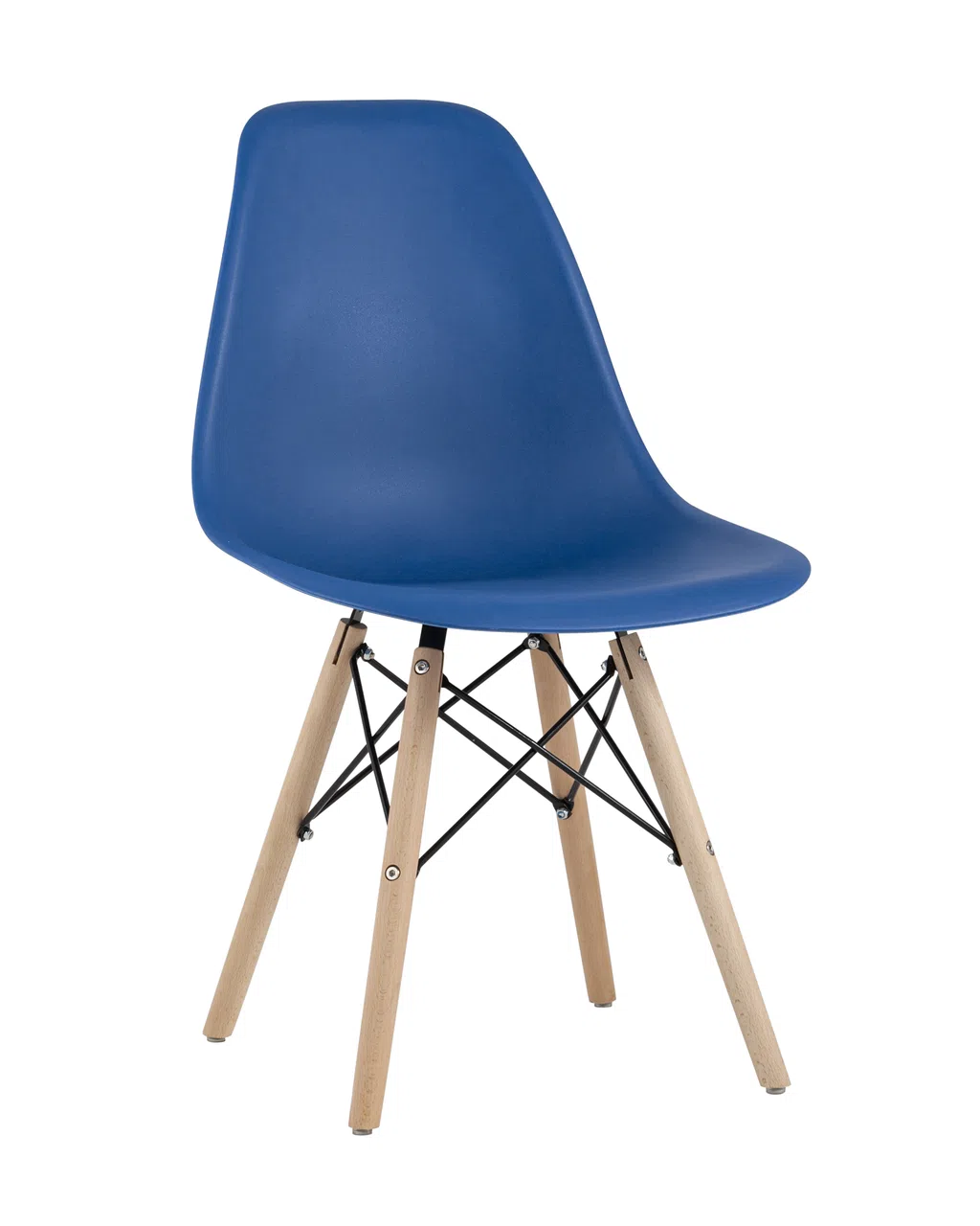 Стул Eames DSW синий с ножками из дерева