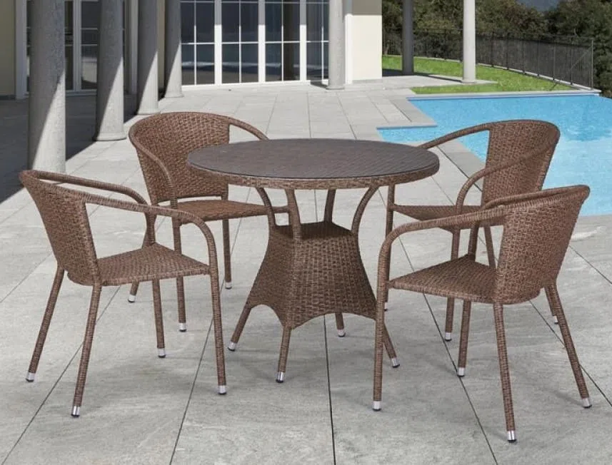 Комплект плетеной мебели T197AT/Y137C-W56 Light brown 4Pcs