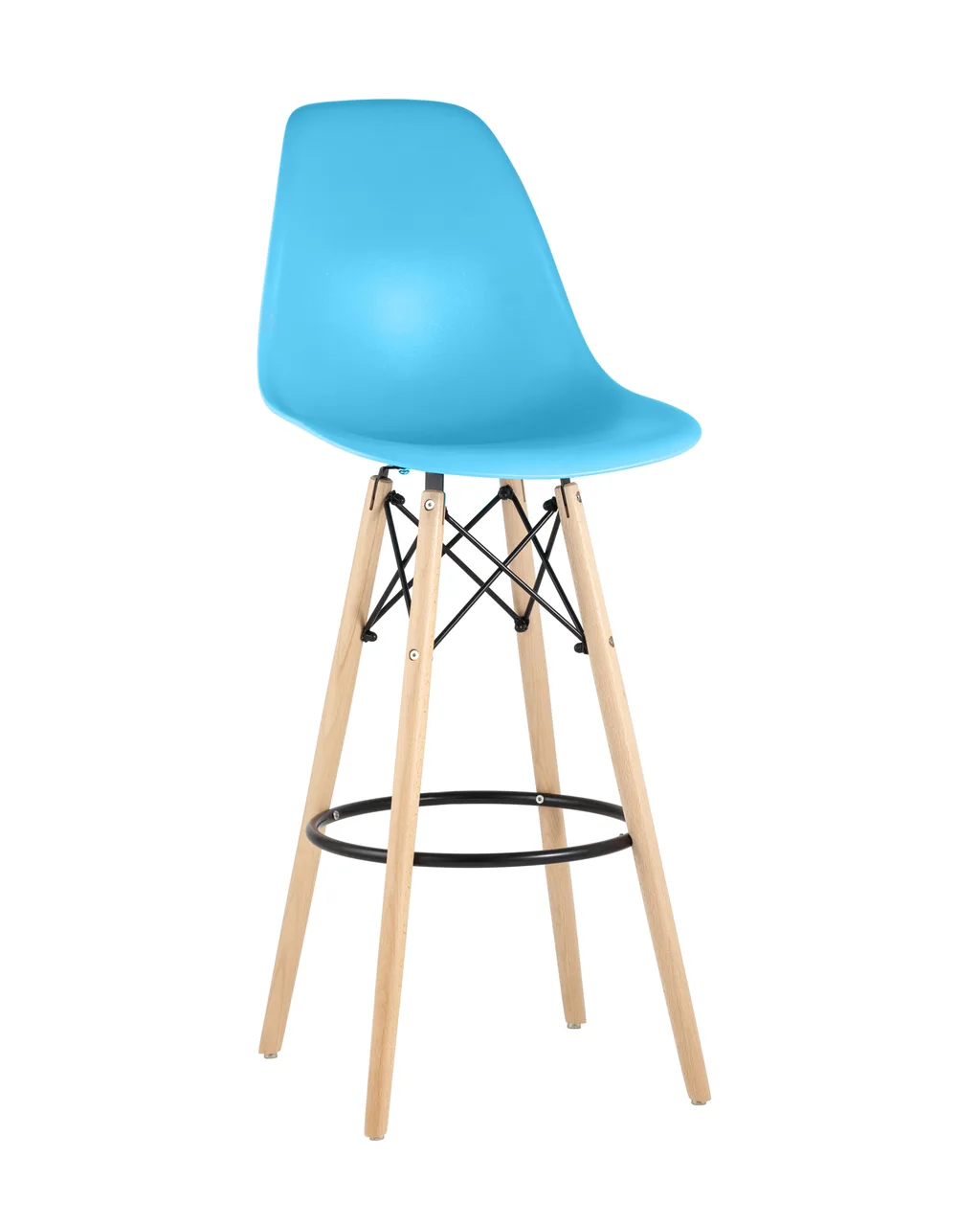 Стул Eames DSW барный бирюзовый на деревянных ножках