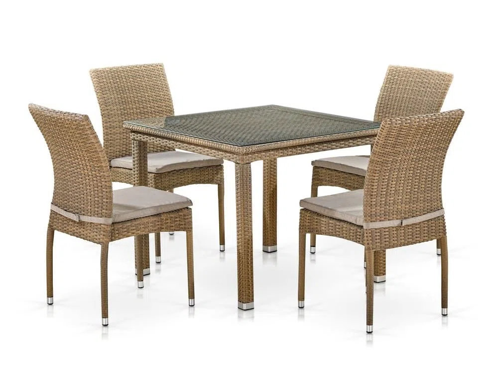 Комплект плетеной мебели T257B/Y380B-W65 Light Brown (4+1)